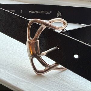 Silpada Black Leather Belt with Silver Accents